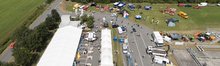 Celebration on STORAG ETZEL company premises, aerial view