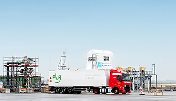 Der letzte Wasserstoff-Trailer bei der Befüllung der H2-Projektkavernen in Etzel